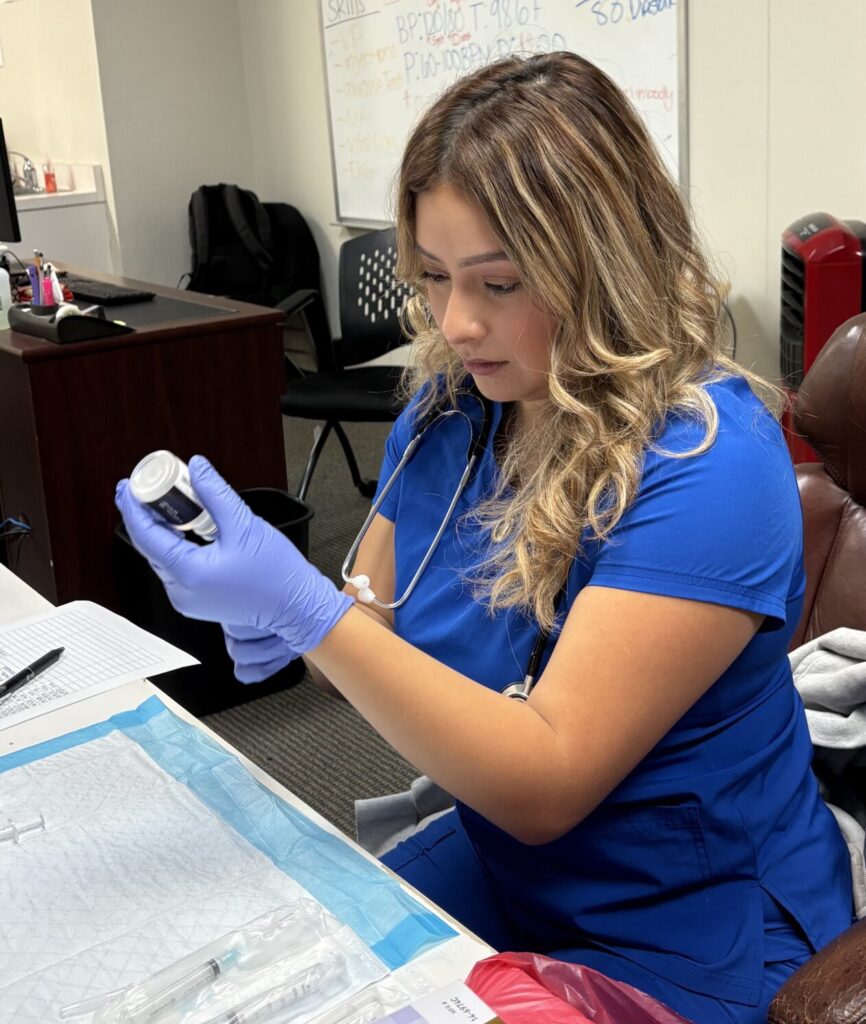 BAMA student in a Phlebotomy to Medical Assisting class